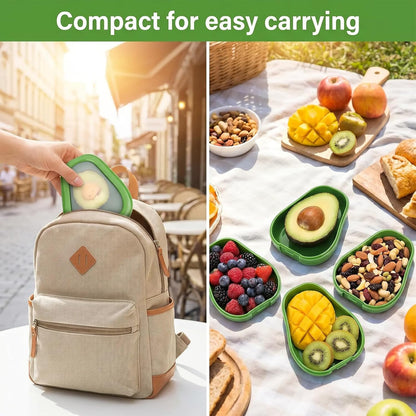 CLEANGOR Avocado Saver and Onion Saver, 4Pcs Fruit and Vegetable Savers | Silicone Food Saver with Snap-On Lid, Ideal for Avocados, Onions, Lemons, Orange and Tomatoes, Reusable, Dishwasher Safe
