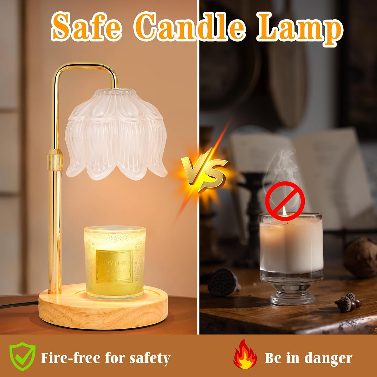 XJZJY Pink Flower Candle Warmer Lamp with Timer, Birthday Gifts for Women