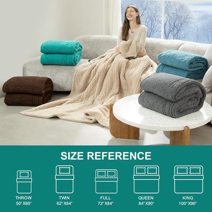 Heated Throw Blanket 50"X60", Soft Sherpa, 4 hrs Auto Shut Off