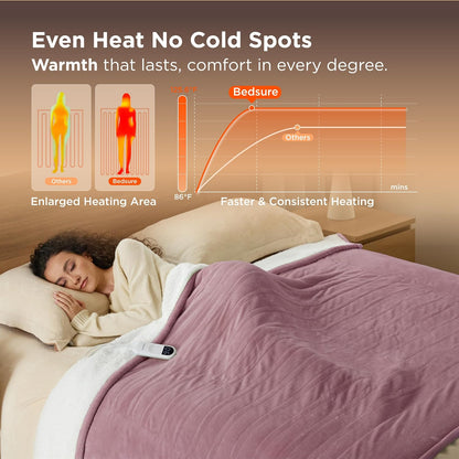 Bedsure Heated Blanket Throw Blanket with Preheat Function - Fast Heating Electric Blanket, Soft Flannel Throw with 6 Time Settings(Up to 10H), 6 Heating Settings, Gifts for Grandma (50"x60", Grey)