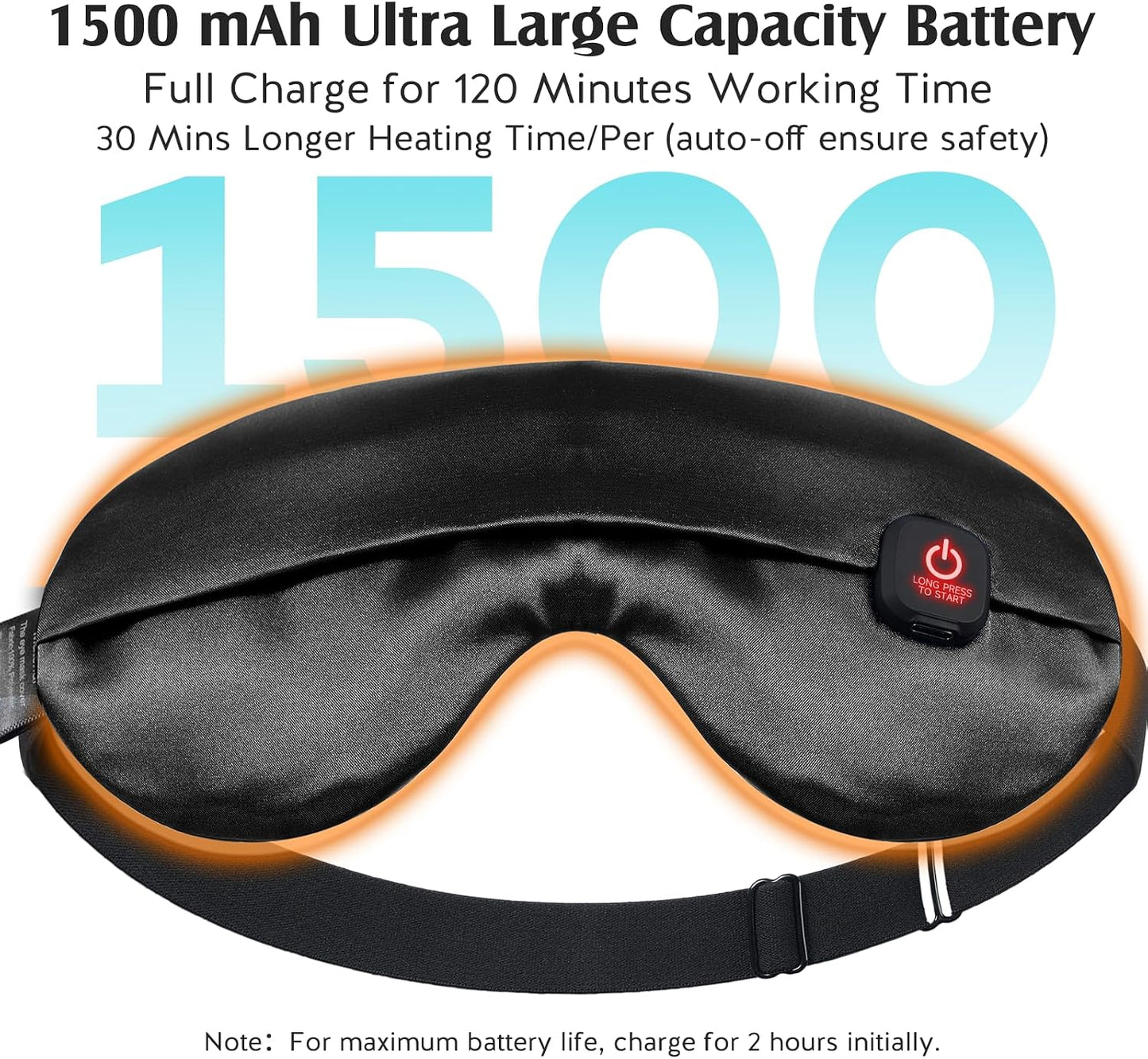 YFONG Cordless Heated Eye Mask for Dry Eyes, Warm Eye Compress for Stye, Blepharitis, Chalazion, MGD, Washable Eye Heating Pad for Relief, Improved Sleep, Perfect Light Blocking (Black)