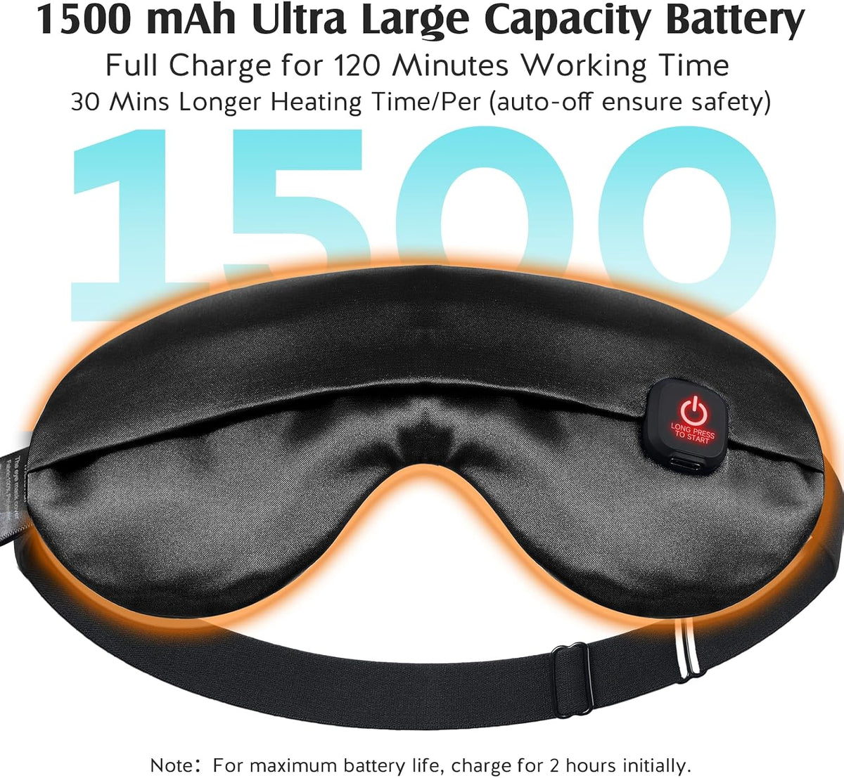 YFONG Cordless Heated Eye Mask for Dry Eyes, Warm Eye Compress, Black