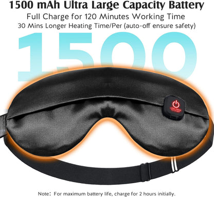 YFONG Cordless Heated Eye Mask for Dry Eyes, Warm Eye Compress, Black