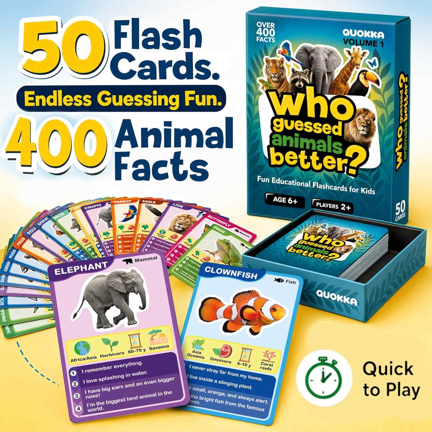 Quokka Who Guess It Better Countries – Educational Game with Visual Clues, Geography Learning Card Set, 50 Cards, Screen-Free Travel Game for Kids Ages 6+