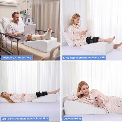 HOMBYS Leg Elevation Pillow for After Surgery, Knee Replacement & Recover, Wedge Pillow for Knee, Hip, Ankle Support, Home Recovery Equipment (Grey, 27in×11.6in×9in)