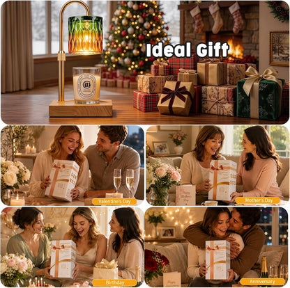 Candle Warmer Lamp with 3 Bulbs, Adjustable Height Dimmable Candle Warmer with Timer, Candle Lamp with Charming Gift Box Ribbon,Birthday Gifts for Women Mom, House Warming Gifts New Home Decor