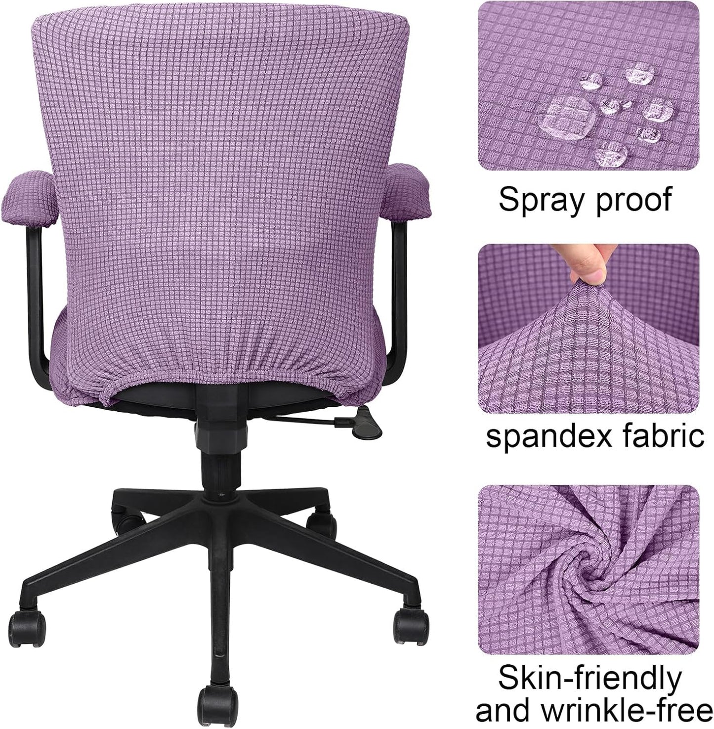 Tallew 4 Pcs Office Chair Covers Set Computer Universal Protective Stretchable Chair Seat Covers Desk Armrest Slipcovers Pads Office Cushion Backrest for Rotating (XL,Silver Gray)
