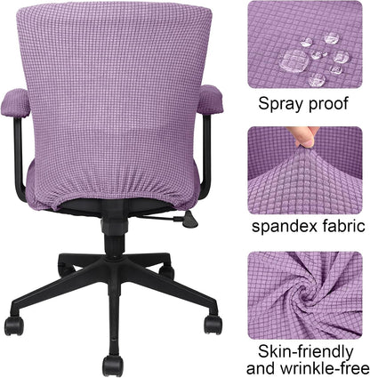 Tallew 4 Pcs Office Chair Covers Set Computer Universal Protective Stretchable Chair Seat Covers Desk Armrest Slipcovers Pads Office Cushion Backrest for Rotating (XL,Silver Gray)