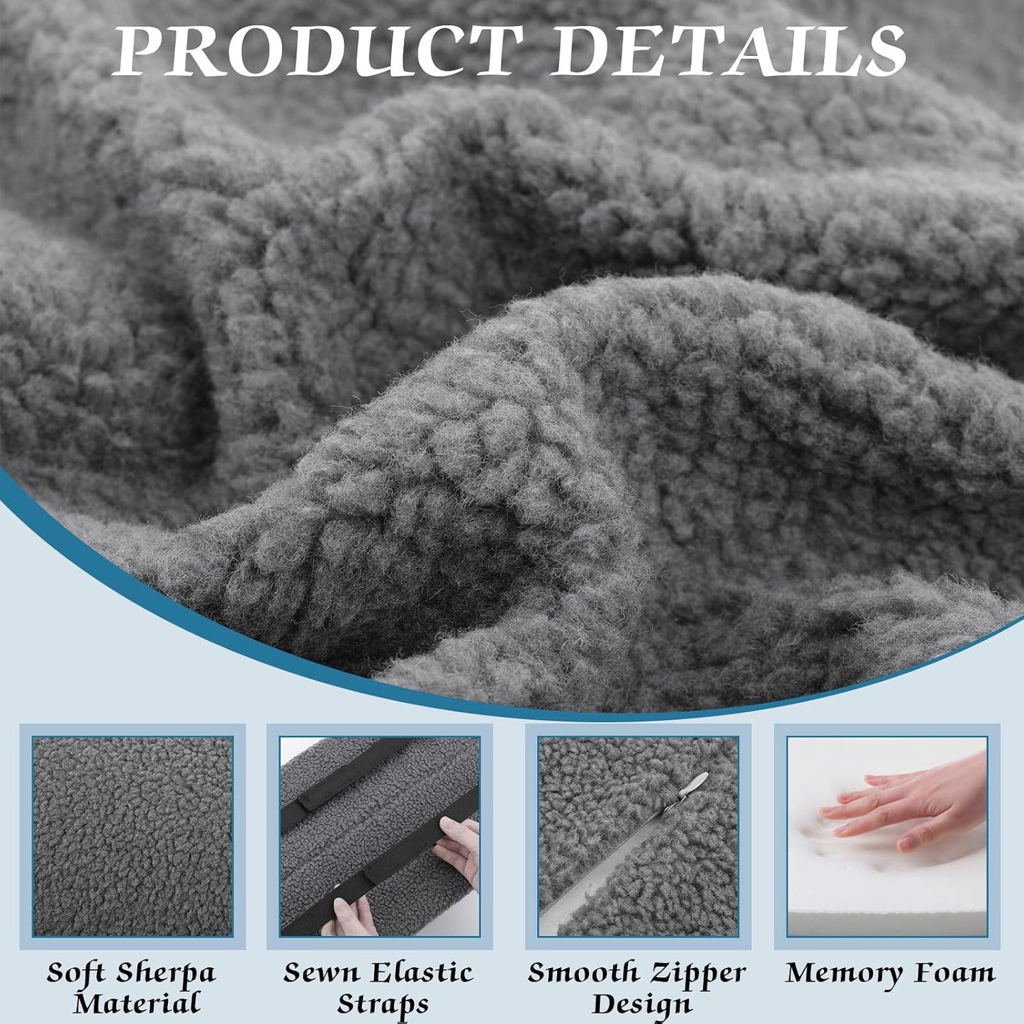 Queekay Recliner Leg Rest Cushion Large Half Moon Bolster Pillow 22.8 x 9.84 x 4 Inch Lumbar Support Pillow Bed Sleeping Semi Roll for Legs, Knees, Lower Back, Ankle and Foot Washable Cover(Grey)