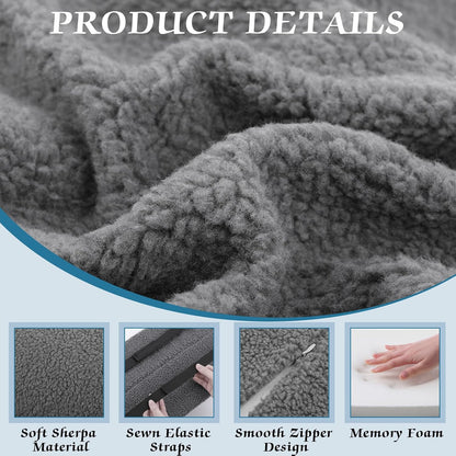 Queekay Recliner Leg Rest Cushion Large Half Moon Bolster Pillow 22.8 x 9.84 x 4 Inch Lumbar Support Pillow Bed Sleeping Semi Roll for Legs, Knees, Lower Back, Ankle and Foot Washable Cover(Grey)