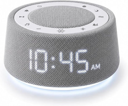 White Noise Alarm Clock for Bedroom, Night Light, Bluetooth Audio | Sleep sounds, Bluetooth speaker, ambient night light, dimmable display, adjustable alarm volume, bedside routine for adults