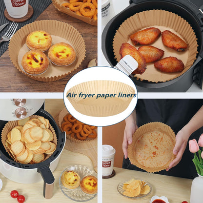 2Pcs Air Fryer Silicone Liners Fit 3-5QT Air fryer, Reusable Food Grade Silicone Air fryer Liners Baking Tray Basket Accessories(Round, 6.5 Inch)