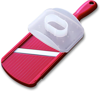 Kyocera Advanced Ceramic Adjustable Mandoline Vegetable Slicer w/ Handguard-Red 11" x 4" | KYOCERA Adjustable Mandoline Slicer: Ultra-Sharp Ceramic Blade with 4 Thickness Settings for Precision Vegetable Slicing