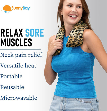 SunnyBay Microwavable Heating Pad for Neck and Shoulder, Heated Neck Wrap, Microwave Heat Pad, Weighted Beanbag Moist Hot or Cold Compress, 2.2 lbs, 26x4 Inches, Navy Blue