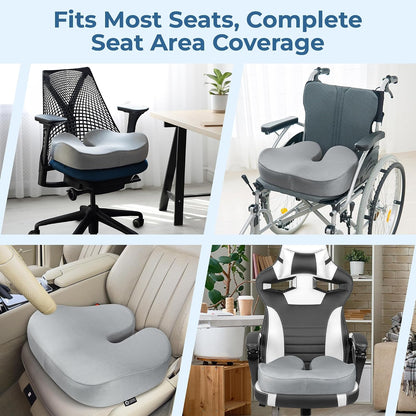 5 STARS UNITED Seat Cushion - Memory Foam Chair Cushion for Tailbone Pain Relief - Ergonomic Support for Coccyx, Sciatica & Butt - Office, Desk & Gaming Chair, Car Seat, Wheelchair, Airplane, Black