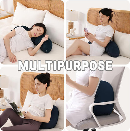 Peallow(Pat. Pend) – Long Round Body Pillow for Adults, Bolster Pillow for Sleeping, Soft and Supportive Pillow for Sleeping & Lumbar Support (Green-White, 29.5")