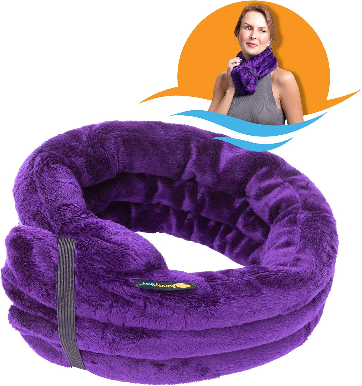 SunnyBay Microwave Heating Pad, Microwavable Heated Neck and Shoulder Wrap, Multipurpose Moist Hot/Cool 2.5lb Bean Bag Pack with Plush Cover and Elastic Fastener,26x6 Inches, Wider, Blue