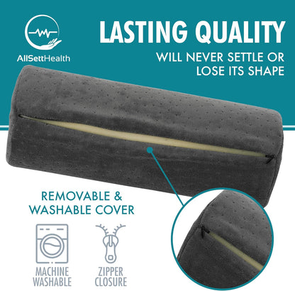 AllSett Health Firm Cervical Neck Roll Memory Foam Pillow, Bolster Pillow, Round Neck Support for Sleeping | Bolster for Bed, Legs, Back and Yoga