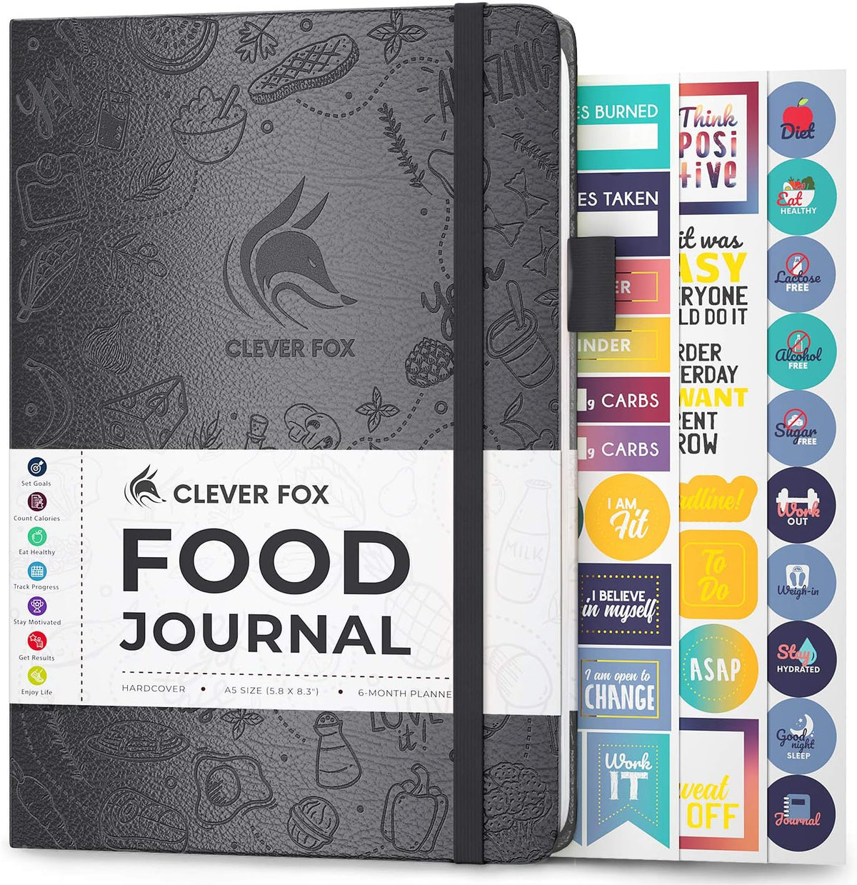 Clever Fox Food Journal for Women & Men, Weight Loss Tracker, Aquamarine