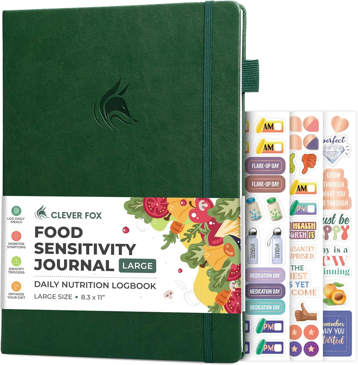 Clever Fox Food Sensitivity Journal & Symptom Diary, 8.5x11 Purple