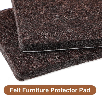 12Pcs Square Felt Furniture Pads, Self Adhesive Square Furniture Felt Pad 2 inch x 2 inch Cuttable Anti Scratch Floor Protectors Surface Protector for Hardwood Cabinet Laminated Floor Tile