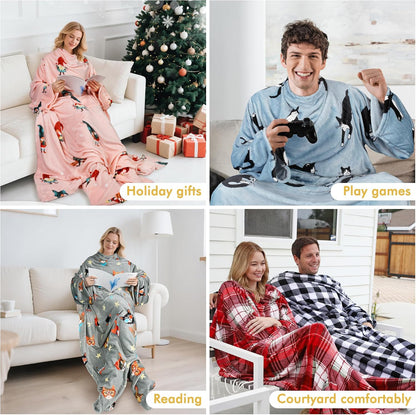 Catalonia Wearable Blanket with Sleeves & Foot Pocket for Adults | Soft Fleece Throw Wrap with Hands-Free Comfort, Perfect for Reading, TV Time & Relaxing, Christmas Gift for Women & Men
