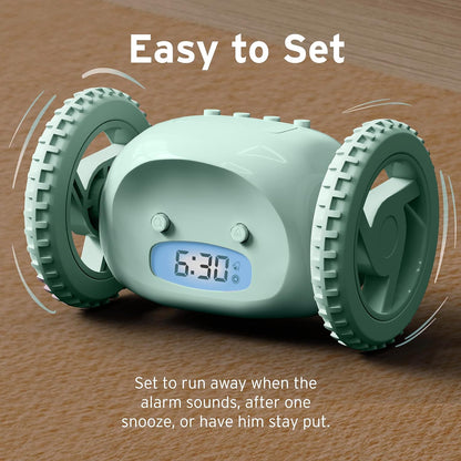 CLOCKY Alarm Clock on Wheels – Loud Rolling Alarm Clock for Heavy Sleepers | Runaway Clock that Jumps & Runs to Wake You Up | Funny Unique Gift for Adults, Teens & Kids Bedrooms (Black)