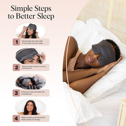 Kitsch Contour Satin Sleep Mask | Eye Masks for Sleep - Blush | Softer Than Silk Sleep Mask, Blindfold Sleep Masks for Women & Men, No Eye Pressure, Lightweight Eye Mask, Travel Essentials
