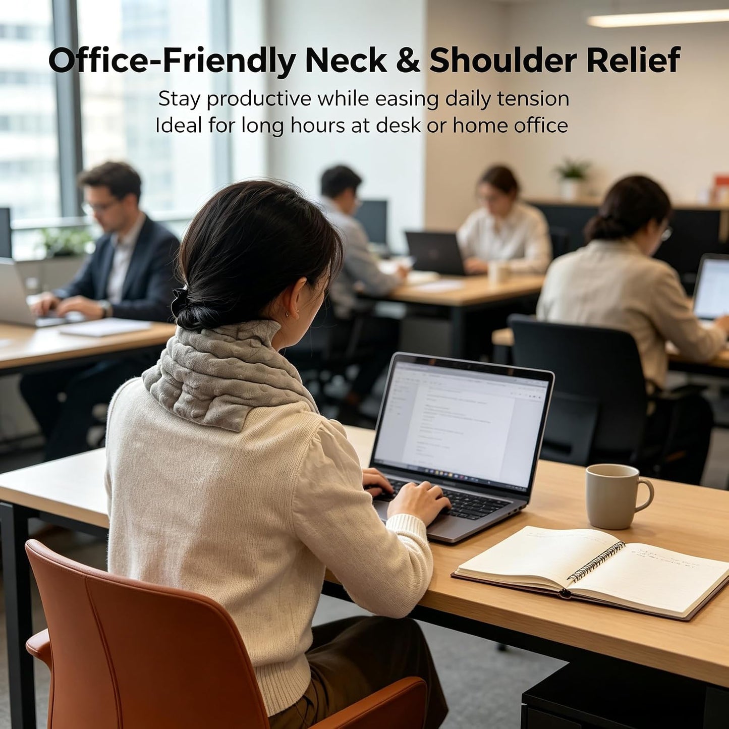 Heating Pad for Neck Shoulders and Back Microwavable – Natural Flaxseed, Multi-Chamber Even Heat, Reusable Hot Cold Compress for Muscle Soreness Relief.