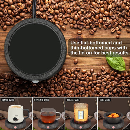 MOCOSA Candle Warmer Plate,Coffee Mug Warmer for Desk, Electric Candle Warmer for Home Office, Fragrance and Heating Cup Warmers for Tea and Milk, Hot Chocolate as Gifts for Women Mom（Black-No Cup）