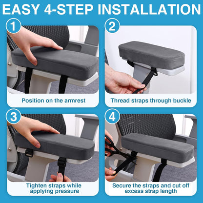 Smiry Memory Foam Office Chair Armrest Pads, Non-Slip Armrest Cushion