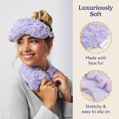 warmies Microwavable Eye Mask for Warmth & Comfort - Heating & Cooling Compress for Calming Relaxation - Weighted & Heated Eye Mask with Scented Lavender for Sleeping - Snowy