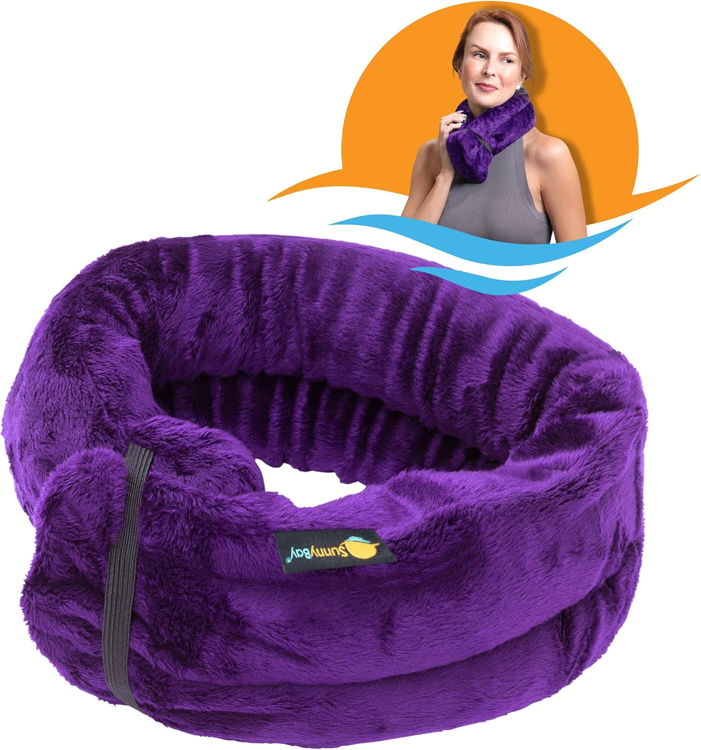 SunnyBay Microwave Heating Pad, Microwavable Heated Neck and Shoulder Wrap, Multipurpose Moist Hot/Cool 2.5lb Bean Bag Pack with Plush Cover and Elastic Fastener,26x6 Inches, Wider, Blue