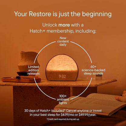 Hatch Restore 3 | Sunrise Alarm Clock, Smart Light, Sleep Audio (Putty) | White Noise Machine & Sunrise Alarm Light, 80+ Sleep Sounds, Screen-Free Bedtime Routine with Meditations via Hatch Sleep App