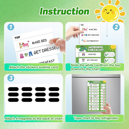 Upgraded Slider 3 in 1 Bedtime/Morning/Weekly Routine Chart for Kids, Magnetic Chore Chart for Kids with 99 Stickers, Cute Visual Schedule for Kid