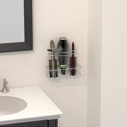 Simple Houseware Cabinet Door/Wall Mount Hair Dryer Tools Organizer, Chrome | for Hair Styling Tools Storage
