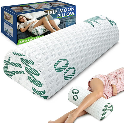 Asatdd Half Moon Bolster for Lower Back Support, Leg, Knee,Back Sleeping, 7.8”x 20.4”x 4.8”