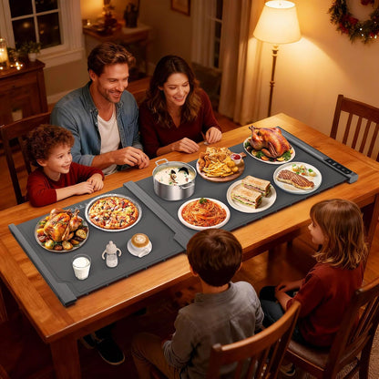 3-in-1 Expandable Warming Mat for Food, 7 Temp & 6H Timer, 54" x 16", Gray