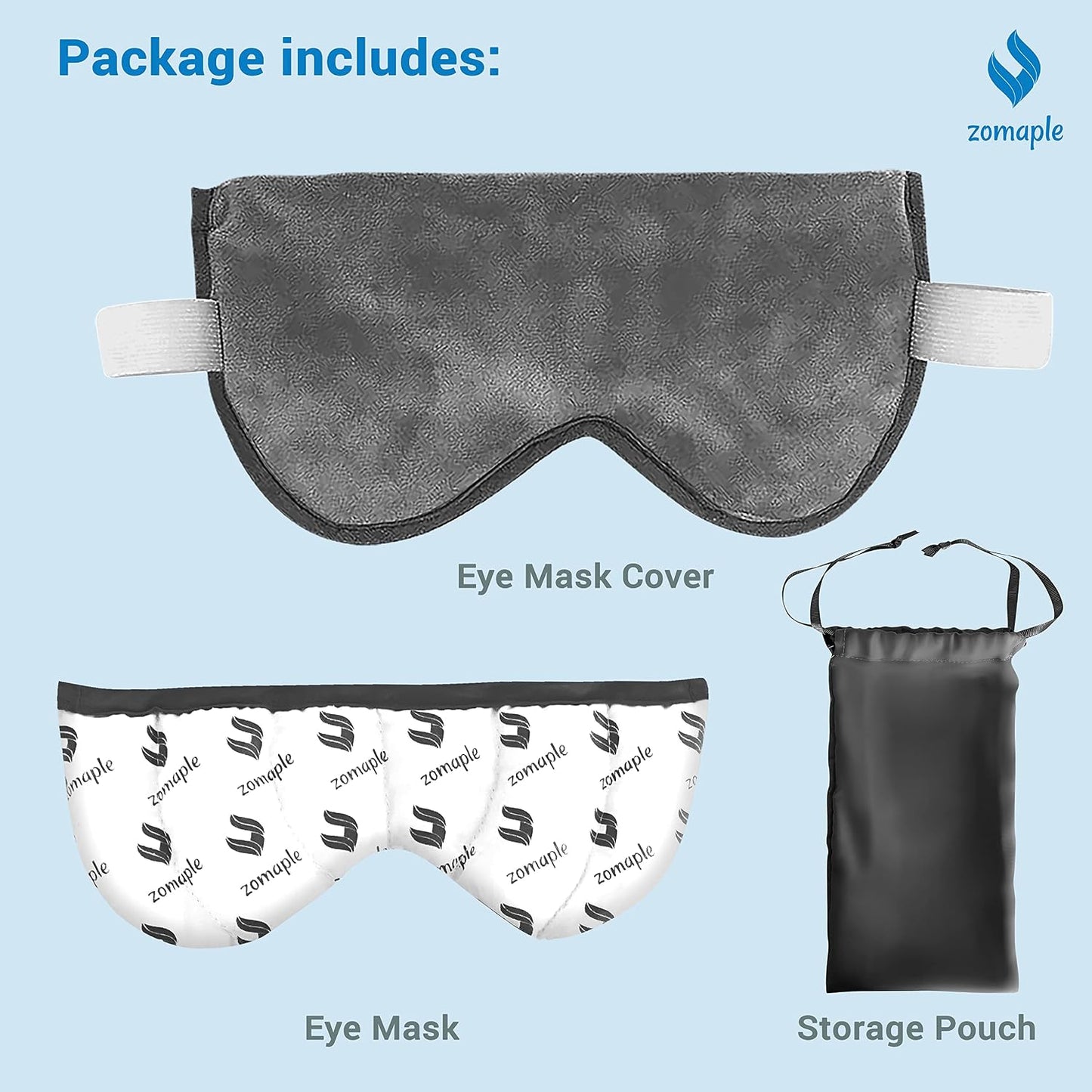 ZOMPALE Heated Eye Mask for Dry Eyes – Microwavable Moist Heat Eye Compress – Warm Compress for Eyes, Eye Strain & Stye Relief – Adjustable Strap, Washable Plush Cover, Reusable Eye Mask for Sleep