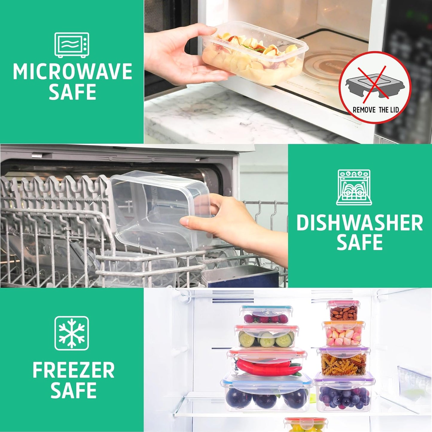5 Pack Large Fruit Storage Containers for Fridge with Removable Colander | Plastic Food Storage Containers with Lids Airtight-Leak Proof Refrigerator Organizers and Storage of Vegetable