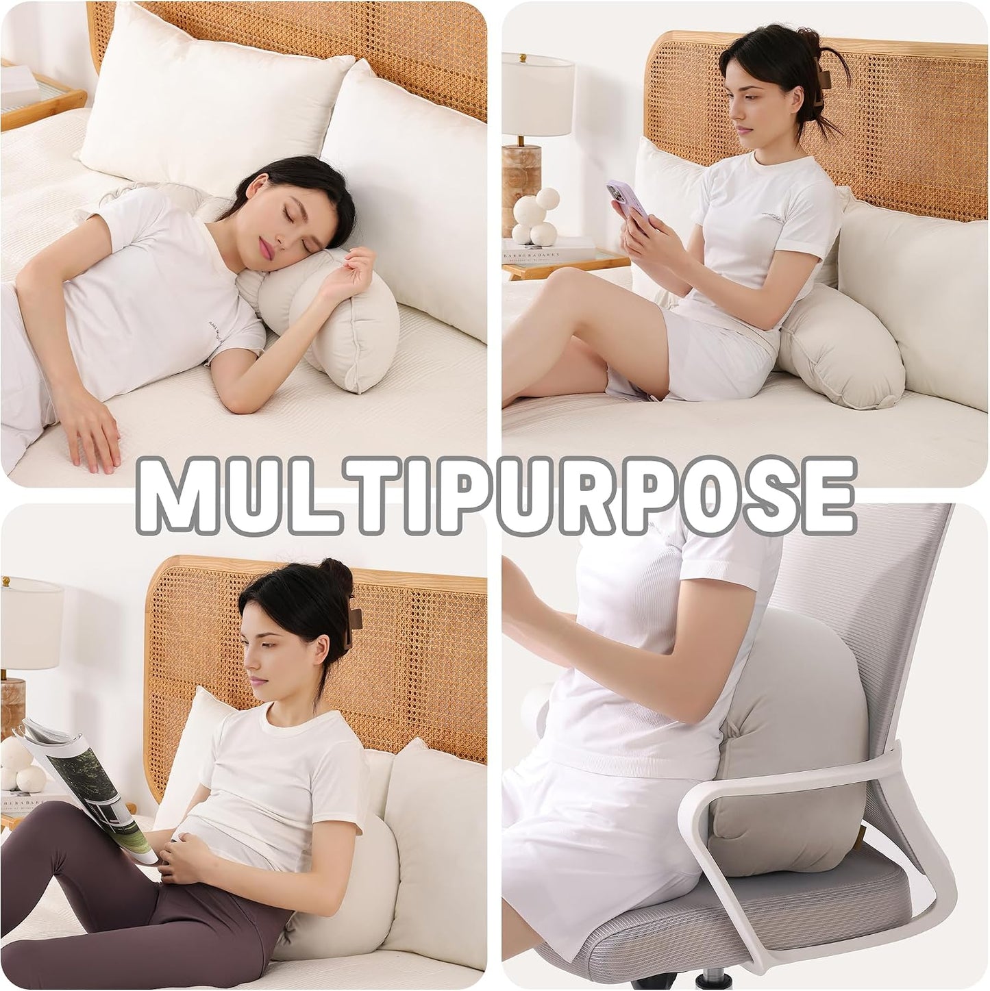Peallow(Pat. Pend) – Long Round Body Pillow for Adults, Bolster Pillow for Sleeping, Soft and Supportive Pillow for Sleeping & Lumbar Support (Green-White, 29.5")