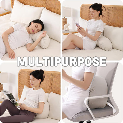 Peallow(Pat. Pend) – Long Round Body Pillow for Adults, Bolster Pillow for Sleeping, Soft and Supportive Pillow for Sleeping & Lumbar Support (Green-White, 29.5")
