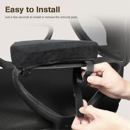 Memory Foam Chair Armrest Pads, 1 Pair Office Chair Arm Pads, Gaming Chair Arm Rest Pillows, Desk Chair Elbow Support Cushions for Offices, Study Rooms, Game Rooms | Soft elbow cushions with adjustable straps for office chairs, gaming chairs, desk chairs
