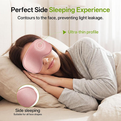 3D Sleep Eye Mask for Side Sleepers | Full Blackout, Zero Pressure, Lash Friendly, Adjustable Strap, Pink color