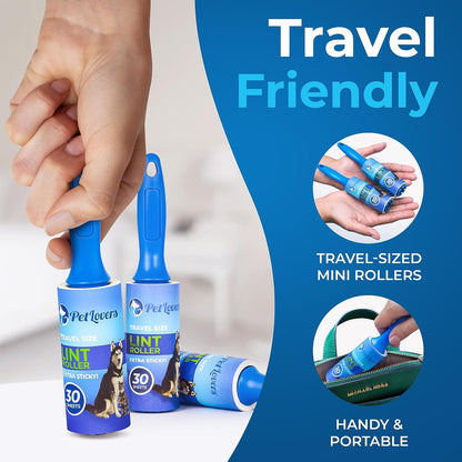 PetLovers Extra Sticky Lint Roller Mega Value Set 450 Sheets for Pet Hair Removal and Clothes, Dog and Cat Lint Remover 5 Pack