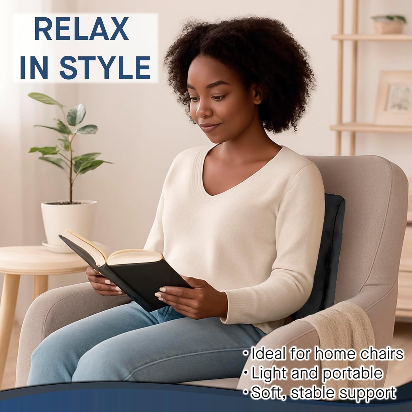 Samsonite Ergonomic Lumbar Support Pillow for Office Chair and Car Seat - Memory Foam Back Support Lumbar Pillow, Premium Cushion Chair Support for Lower Back Pain Relief and Versatile Use (Navy)