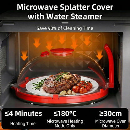 Microwave Splatter Cover with Water Steamer and Vent Hole, BPA-Free, 11.22" | Microwave Cover for Food, Plastic Splatter Guard for Microwave to Keeps Food Soft and Moist and Microwave Clean and Tidy