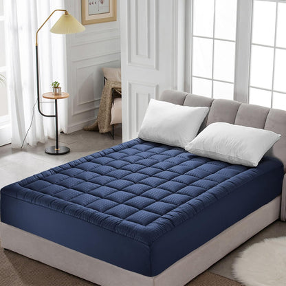 HYLEORY Queen Mattress Pad Quilted Fitted Mattress Protector Cooling Pillow Top Mattress Cover Breathable Fluffy Soft Mattress Topper with 8-21" Deep Pocket, Dark Grey