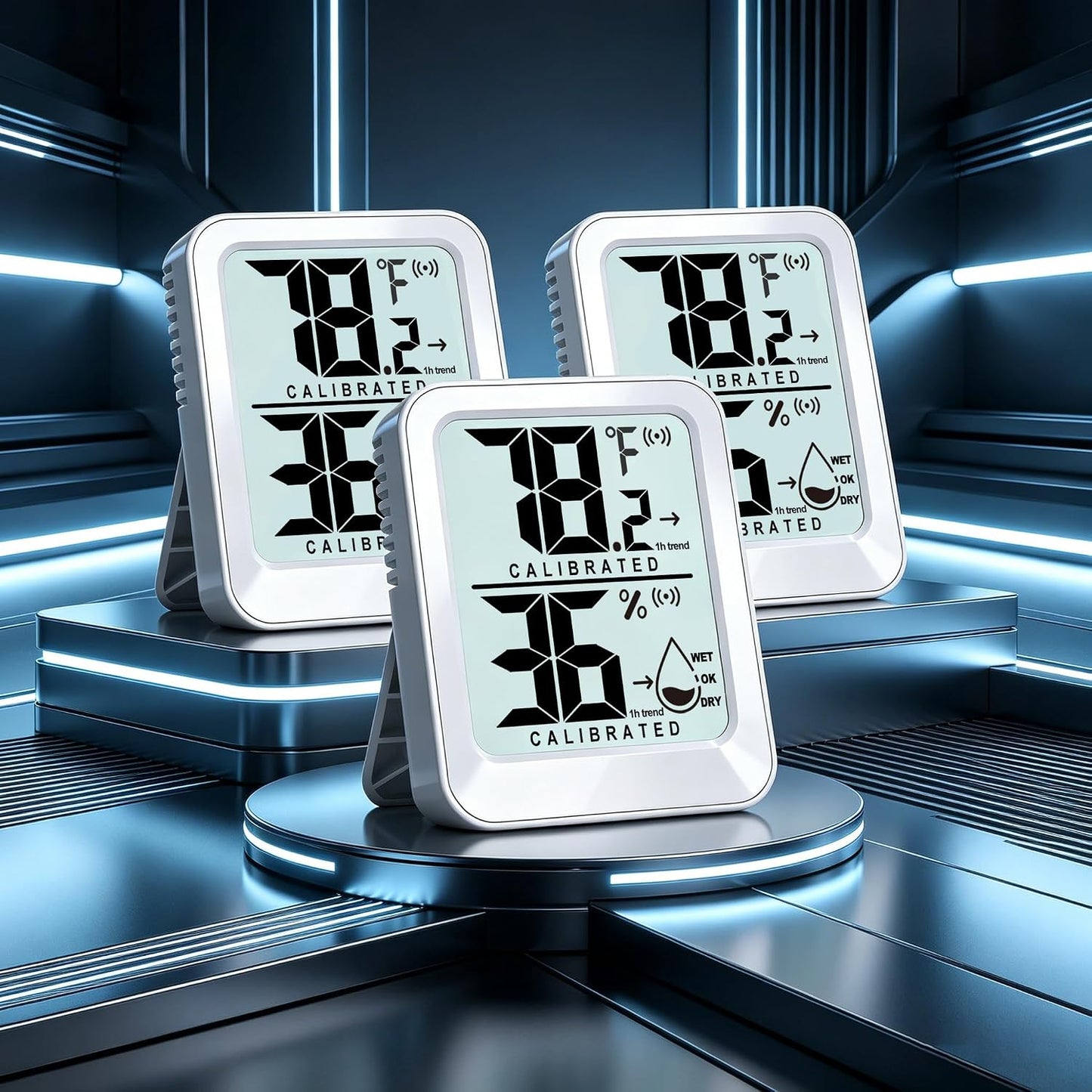 AyayaBoss 3 Pack Room Thermometer Indoor Hygrometer | Mini Size, Monitor Temperature & Humidity, Accurate Fast Read, Easy To View, Kickstand/Hanging/Wall Adhesive, ℉/℃, w/ Battery