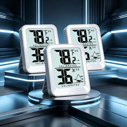 AyayaBoss 3 Pack Room Thermometer Indoor Hygrometer | Mini Size, Monitor Temperature & Humidity, Accurate Fast Read, Easy To View, Kickstand/Hanging/Wall Adhesive, ℉/℃, w/ Battery